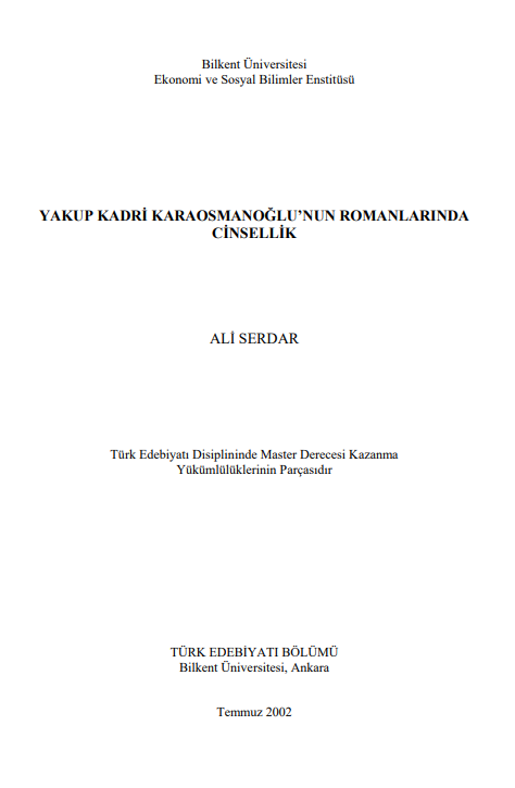 Yakup Kadri Karaosmanoğlu’nun Romanlarında Cinsellik PDF