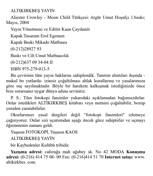 Ay Çocuk PDF | Aleister Crowley
