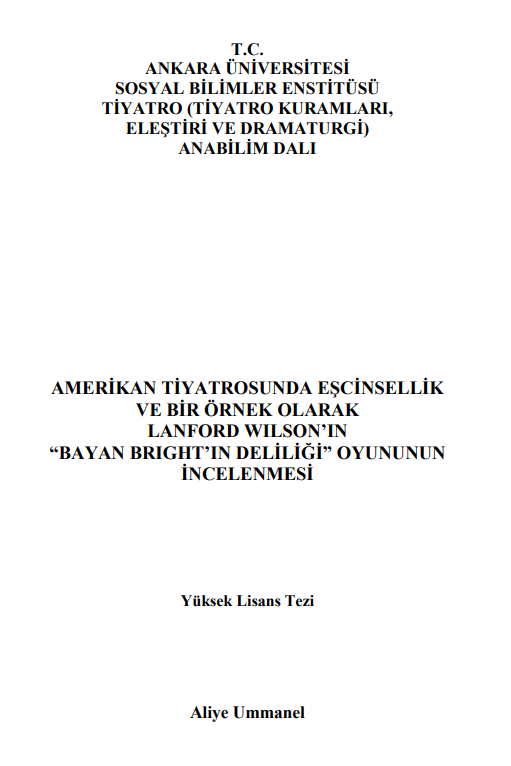 Amerikan Tiyatrosunda Eşcinsellik PDF | Aliye Umanel