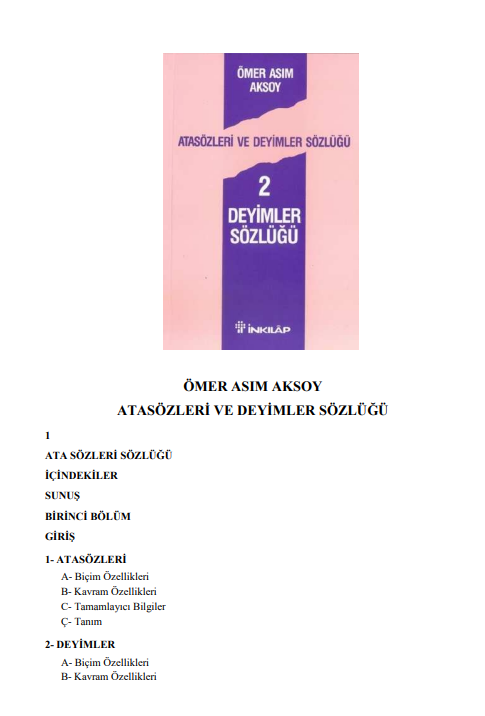Atasözleri ve Deyimler Sözlüğü