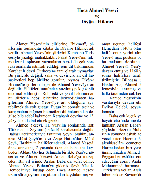 Divan-ı Hikmet PDF | Ahmed Yesevî