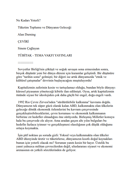 Tüketim Toplumu ve Dünyanın Geleceği PDF | Alan Durning