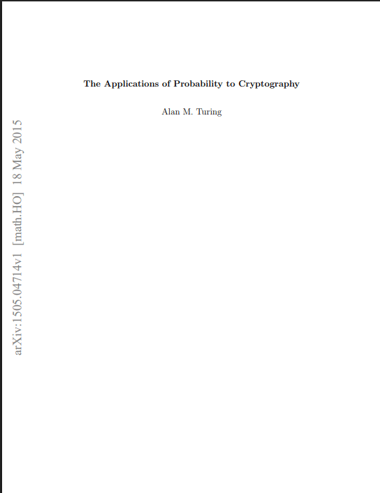 The Applications of Probability to Cryptography PDF İngilizce