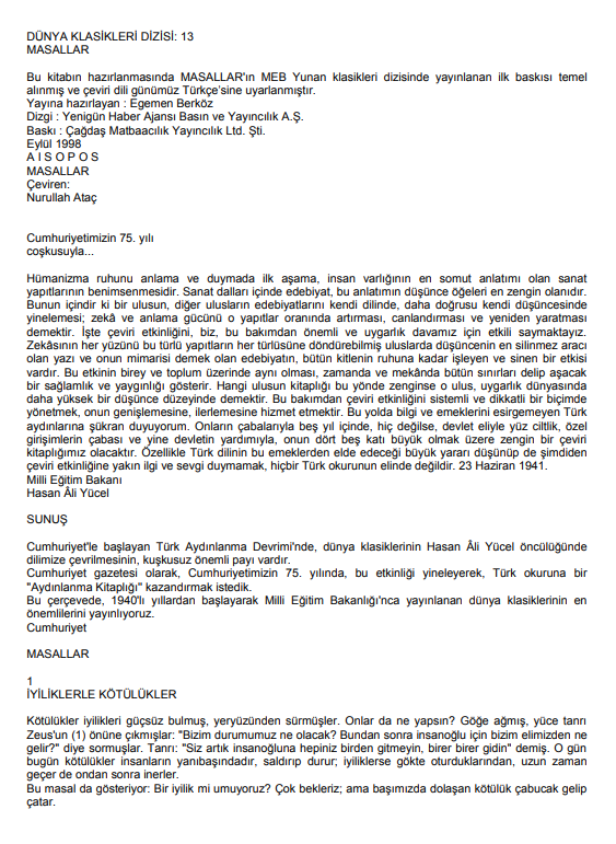 Masallar PDF | Aisapos