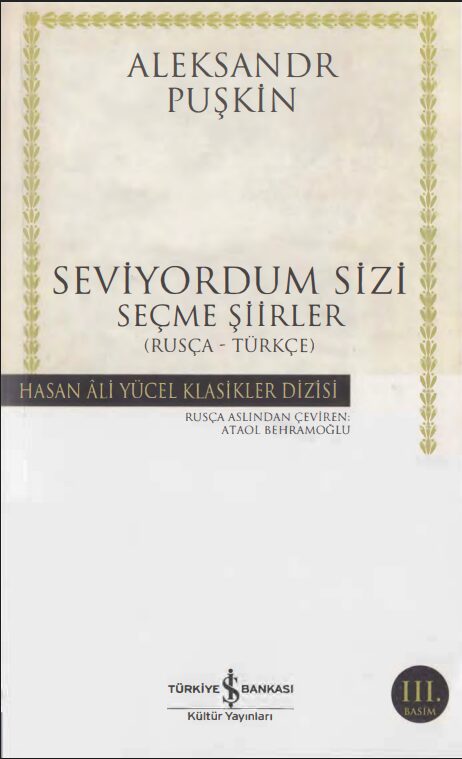 Seviyorum Sizi – Seçme Şiirler PDF | Aleksandr Sergeyeviç Puşkin