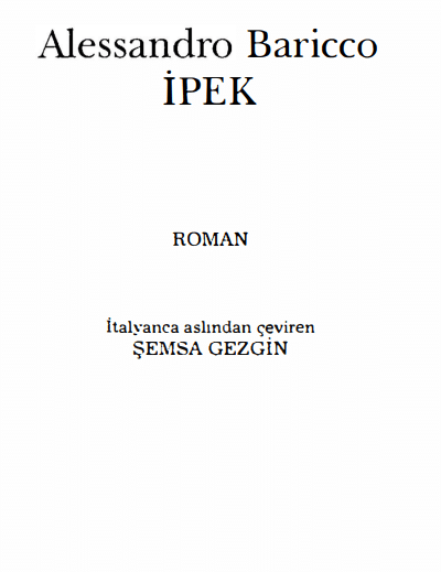 İpek PDF | Alessandro Baricco