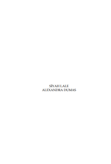 Siyah Lale PDF | Alexandre Dumas