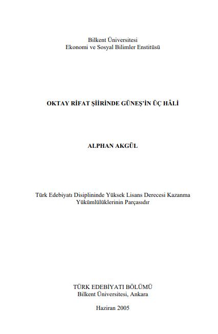Oktay Rifat Şiirinde Güneş’in Üç Hâli PDF