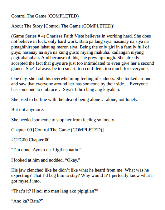 Control The Game PDF | Beeyotch