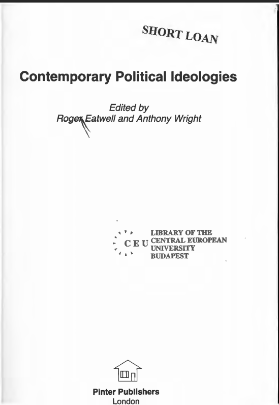 Çağdaş Siyasal İdeolojiler PDF – Roger Eatwell & Anthony Wright