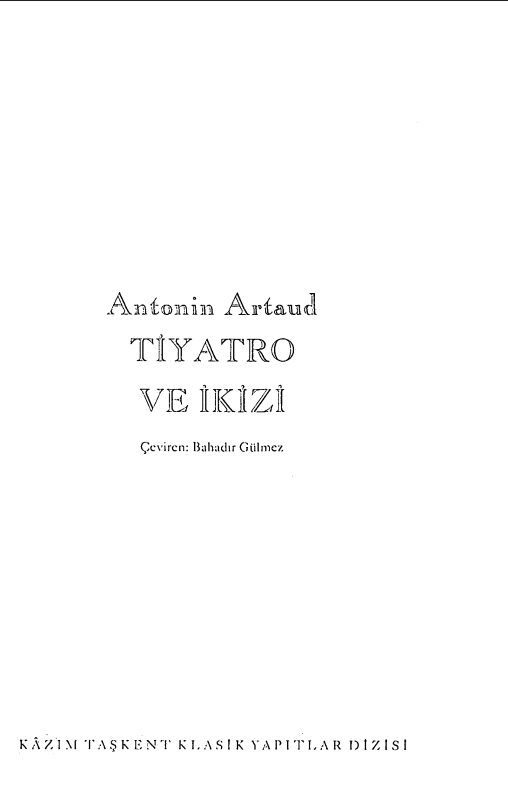 Tiyatro ve İkizi PDF - Antonin Artaud