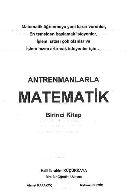 Antrenmanlarla Matematik 1. Kitap PDF - Halil İbrahim Küçükkaya
