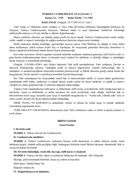Türkiye Cumhuriyeti Anayasası PDF