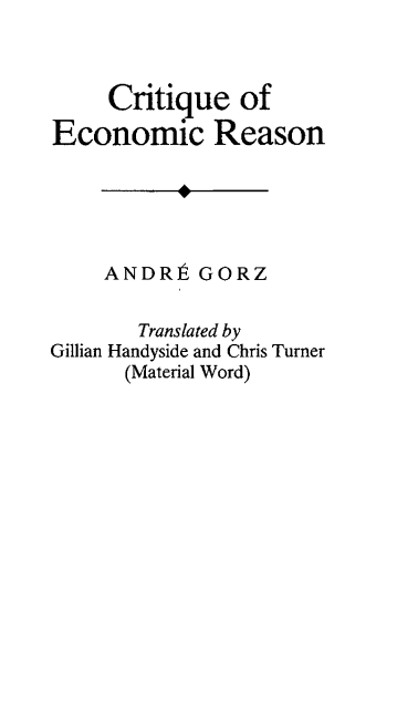 Critique of Economic Reason PDF - İngilizce