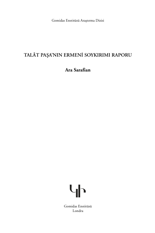 Talat Paşa’nın Ermeni Soykırımı Raporu PDF – Ara Sarafian