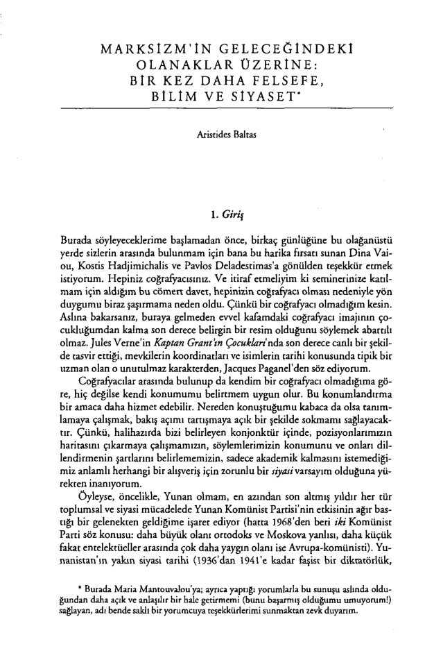 Marksizm’in Geleceğindeki Olanaklar Üzerine PDF – Aristides Baltas