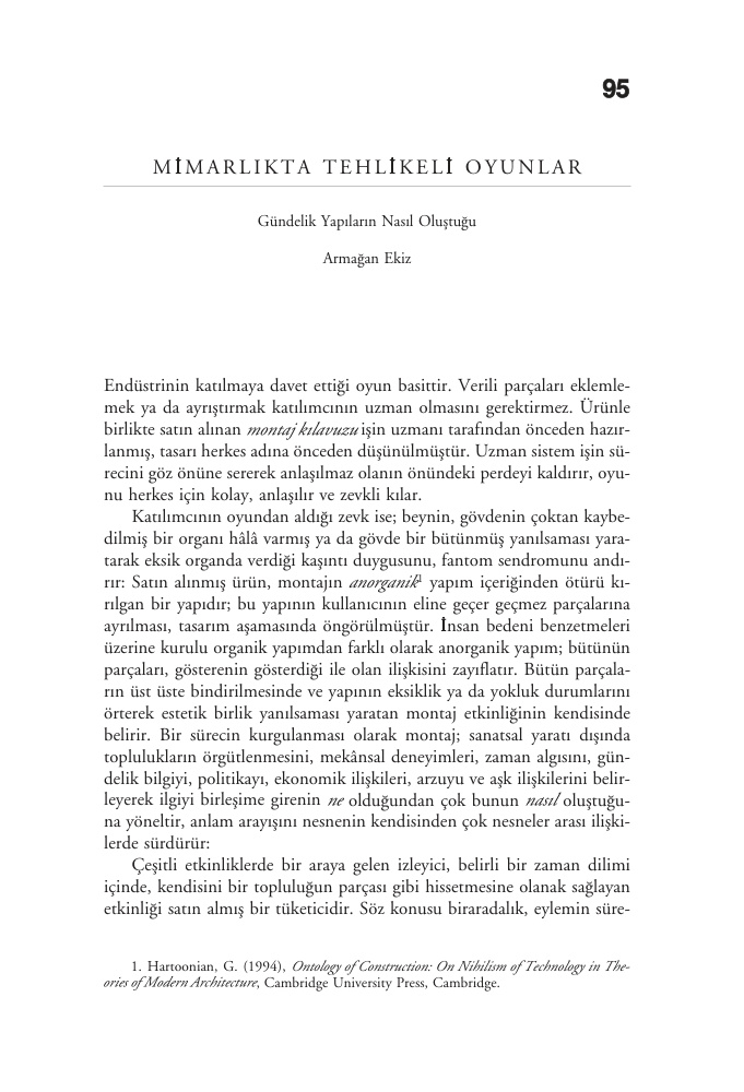 Mimarlıkta Tehlikeli Oyunlar PDF – Armağan Ekiz