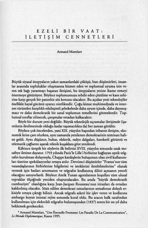 Ezeli Bir Vaat; İletişim Cennetleri PDF – Armand Mattelart