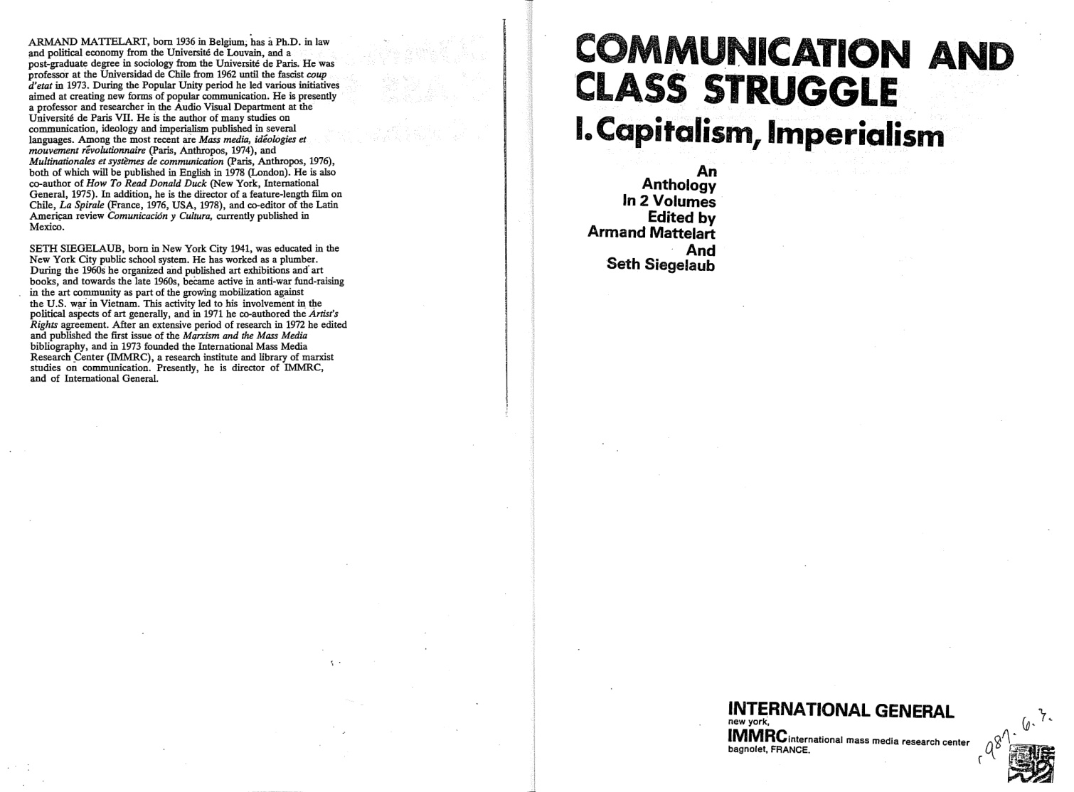 Communication and Class Struggle 1 PDF – A. Mattelart & S. Siegelaub