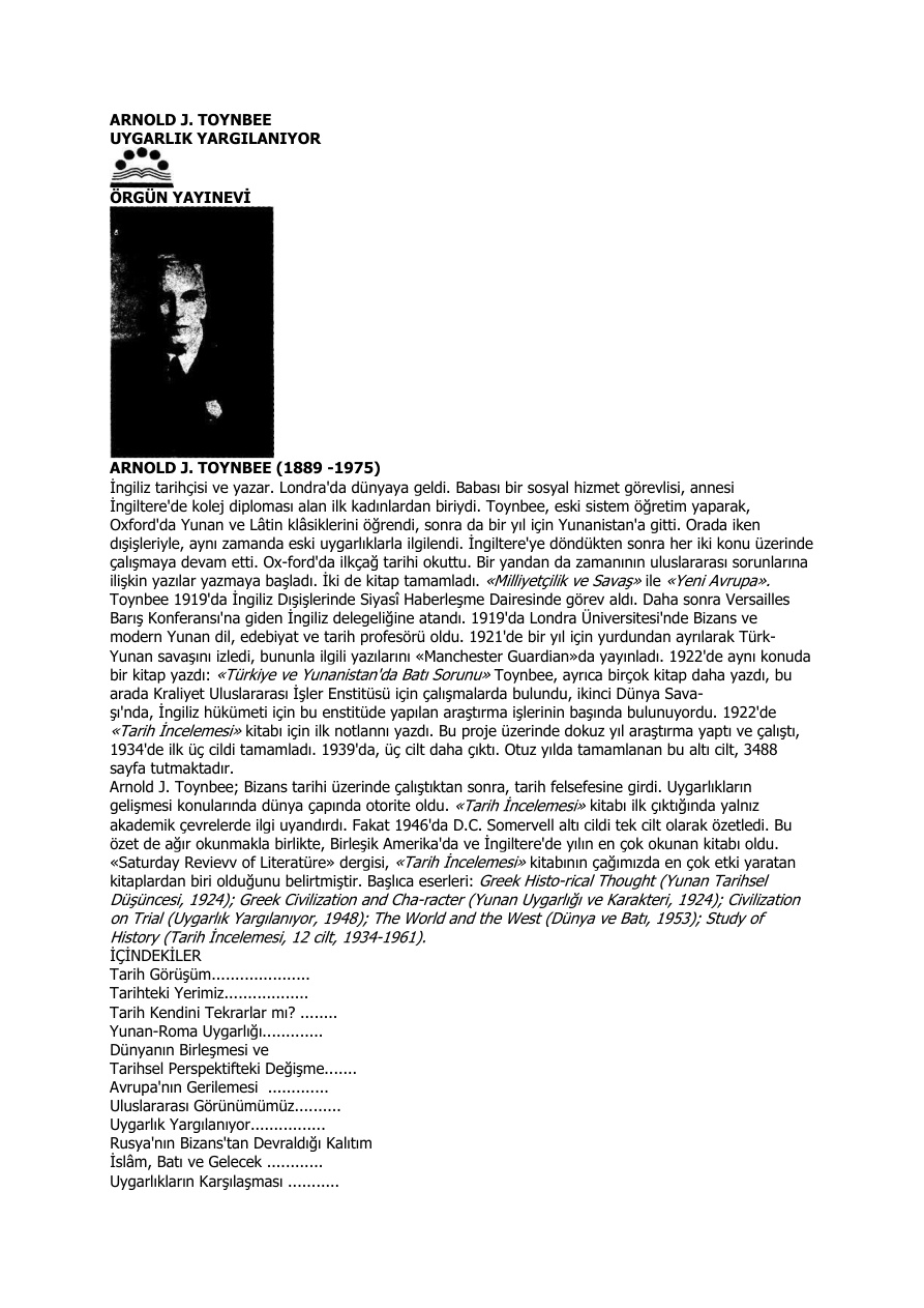 Uygarlık Yargılanıyor PDF – Arnold Joseph Toynbee