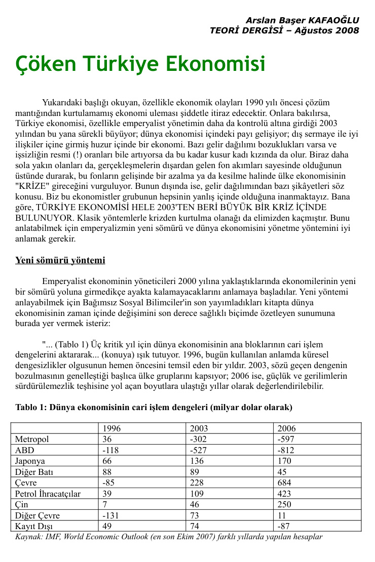 Çöken Türkiye PDF – Arslan Başer Kafaoğlu