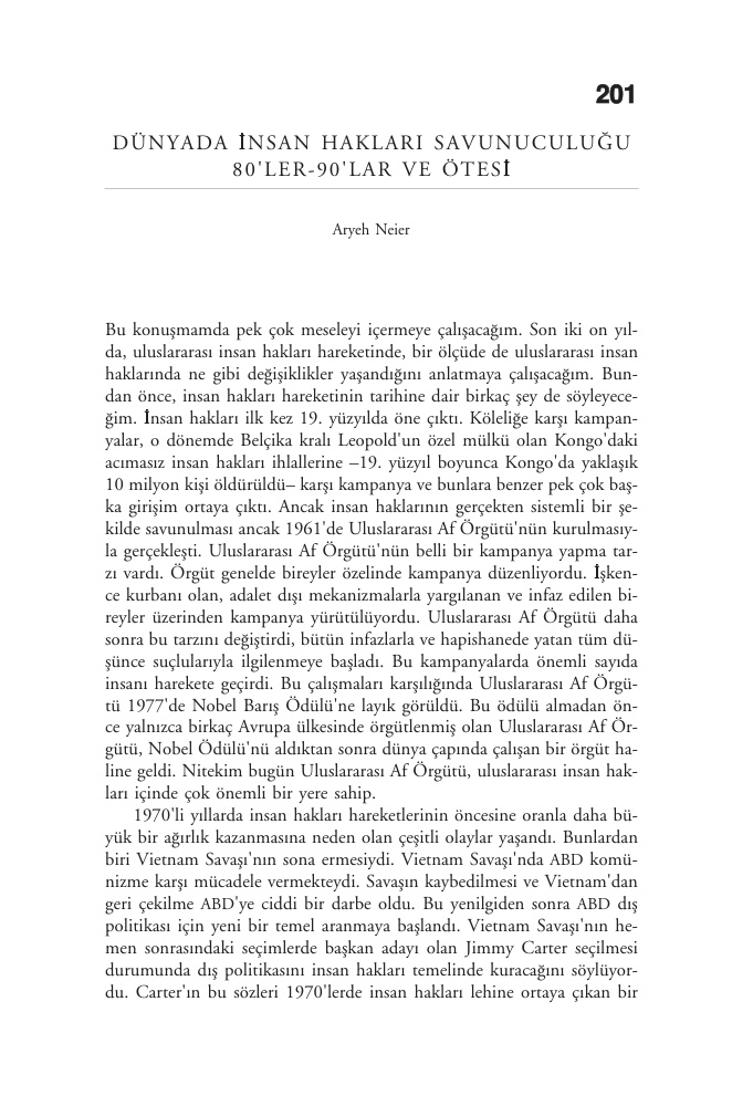 Dünyada İnsan Hakları Savunuculuğu PDF – Aryeh Neier