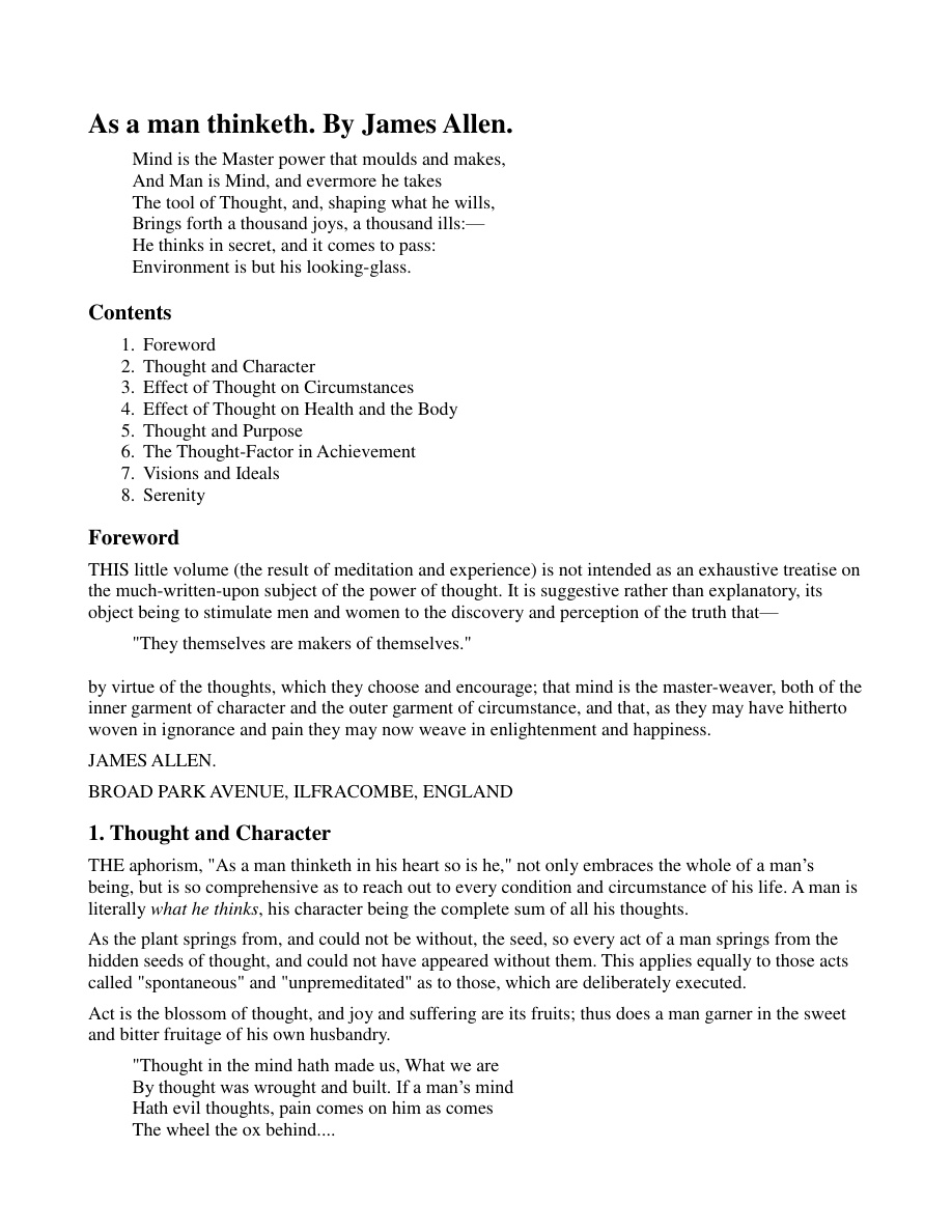 Düşünce Gücü (As a Man Thinketh) PDF – James Allen