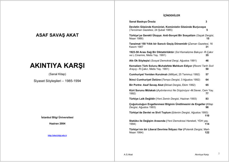 Asaf Savaş Akat Akıntıya Karşı Kitap Kapağı
