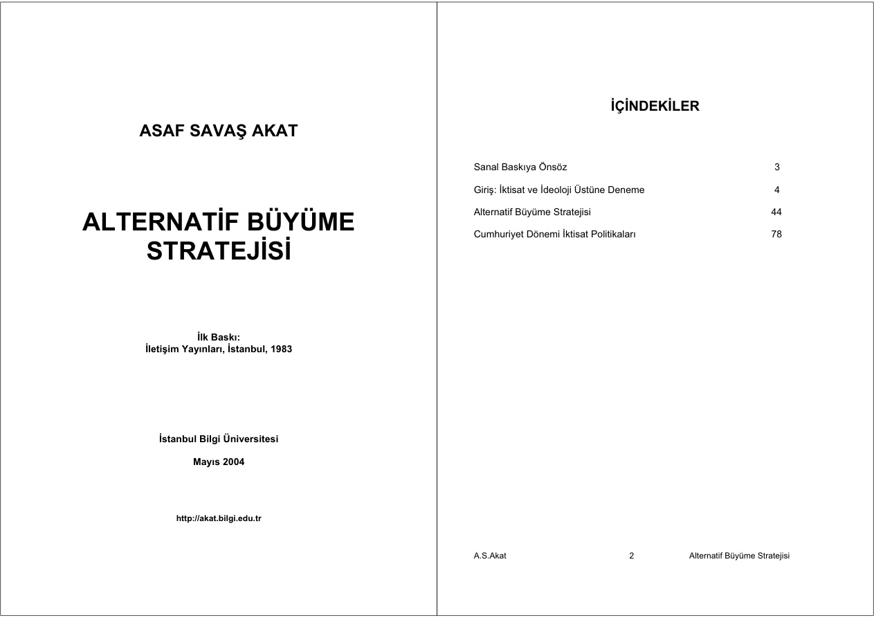 Alternatif Büyüme Stratejisi PDF – Asaf Savaş Akat
