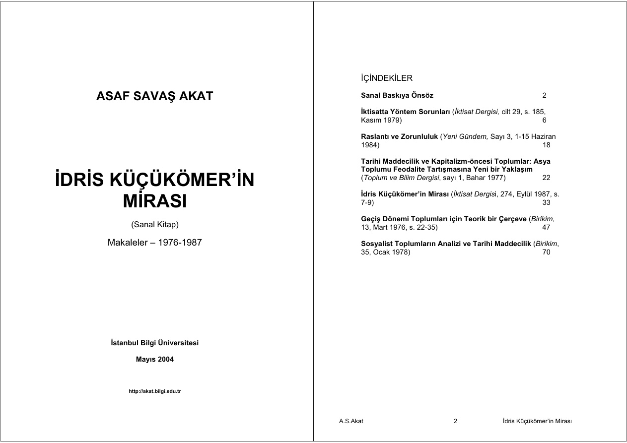 İdris Küçükömer’in Mirası PDF – Asaf Savaş Akat