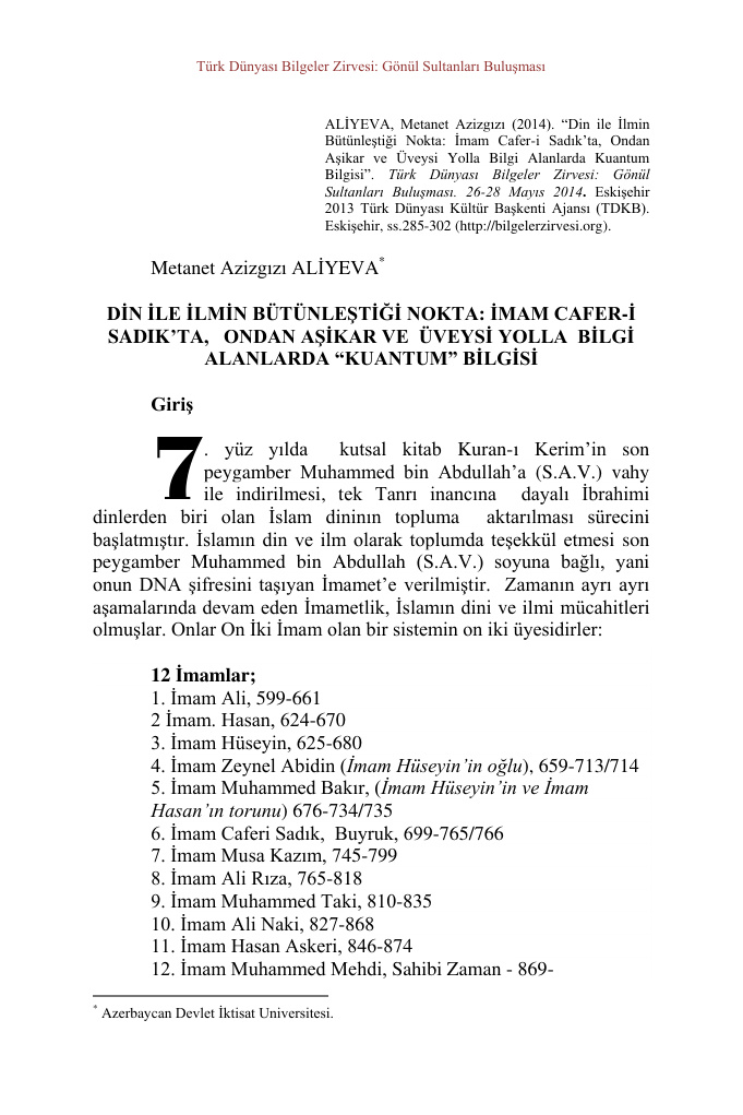Aşikar ve Üveysi Yolla Bilgi Alanlarda Kuantum Bilgisi PDF – Kuantum Araştırmaları