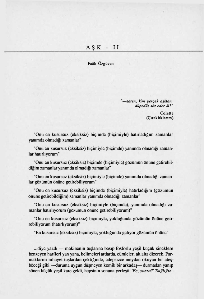 Aşk II PDF – Fatih Özgüven
