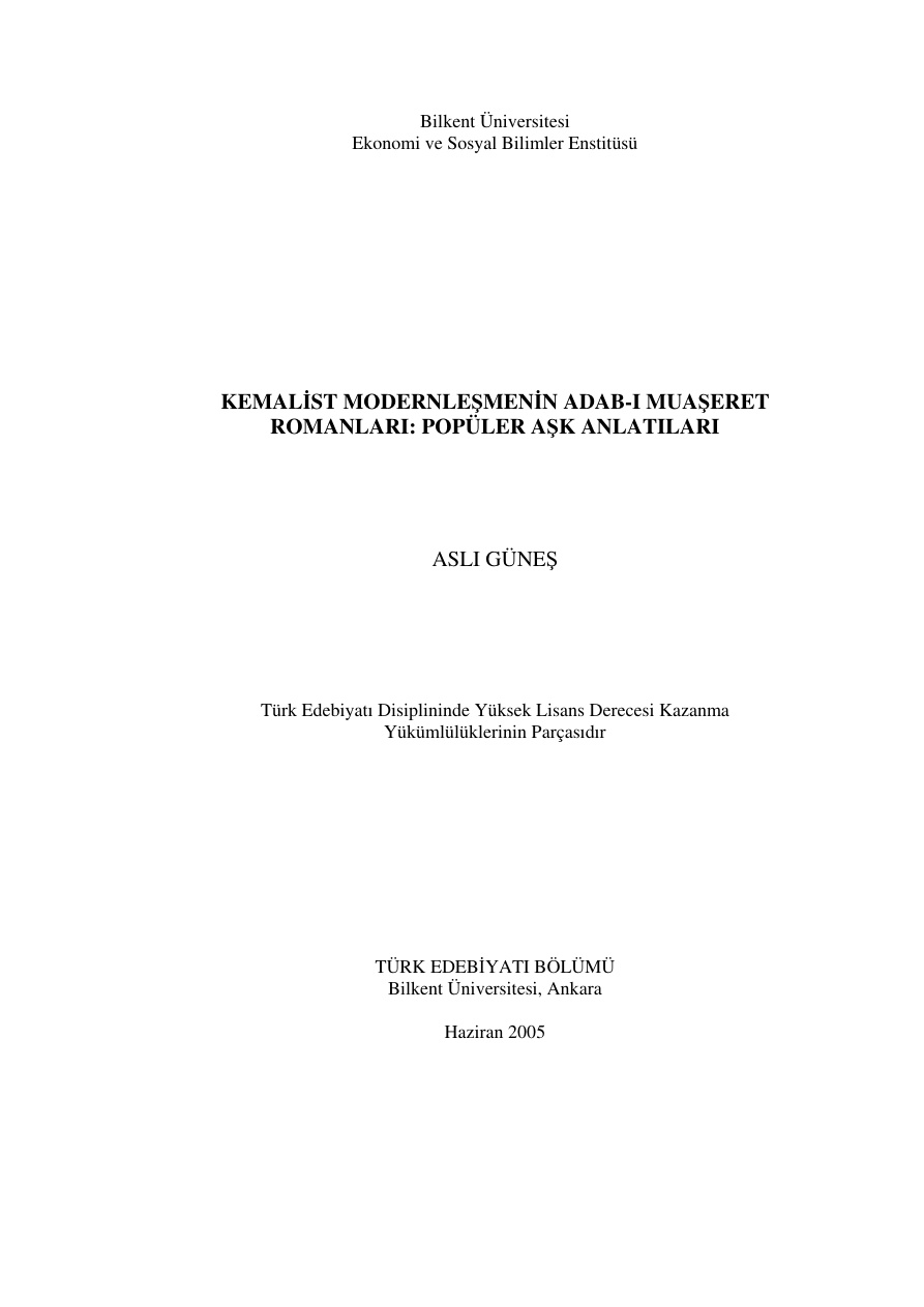 Kemalist Modernleşmenin Adab-ı Muaşeret Romanları PDF – Aslı Güneş
