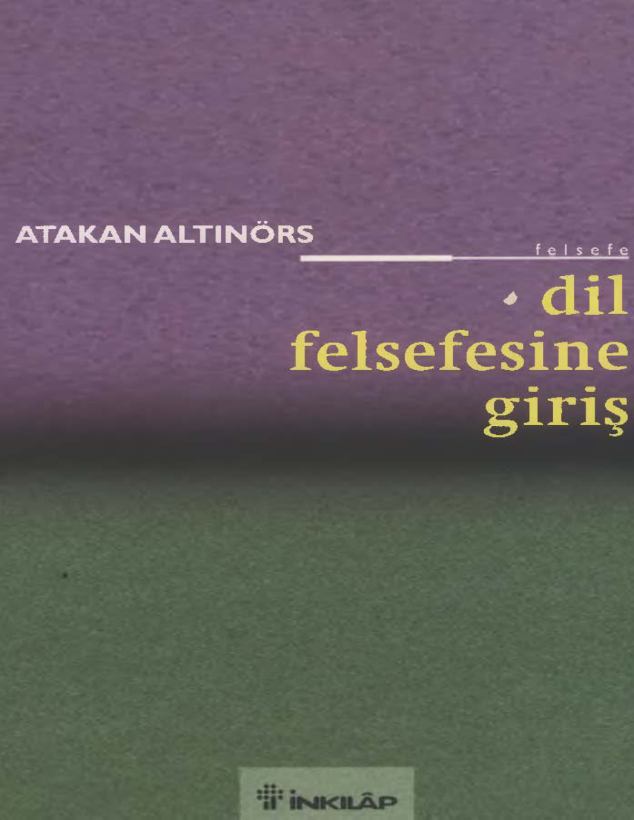 Dil Felsefesine Giriş PDF – Atakan Altınörs