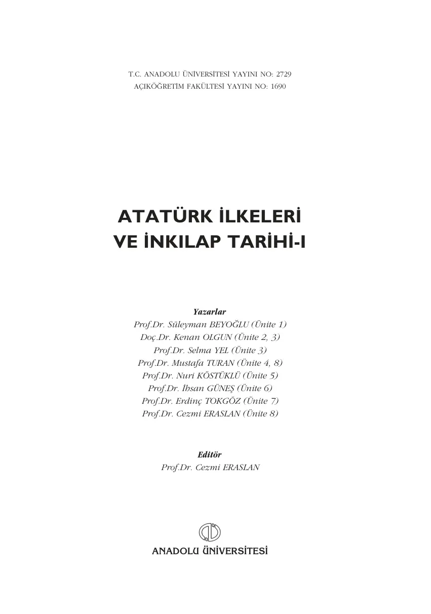 Atatürk İlkeleri ve İnkılapları Tarihi 1 PDF – Akademik Komisyon