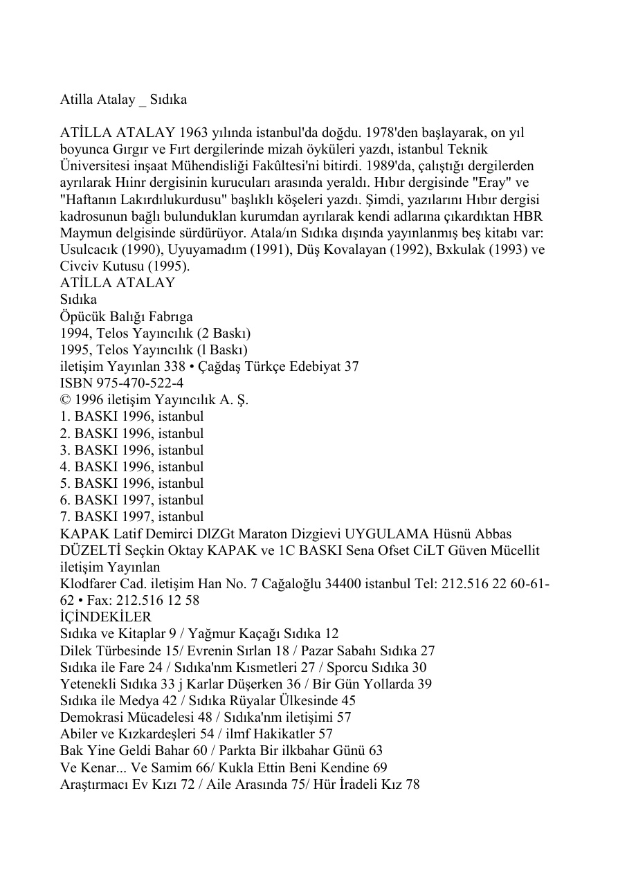 Sıdıka PDF – Atilla Atalay