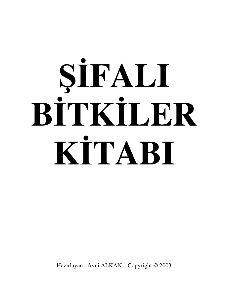 Şifalı Bitkiler Kitabı PDF – Avni Alkan
