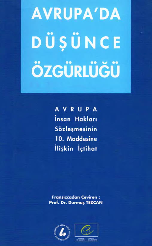 Avrupa’da Düşünce Özgürlüğü PDF – Avrupa Konseyi (Çev: Durmuş Tezcan)