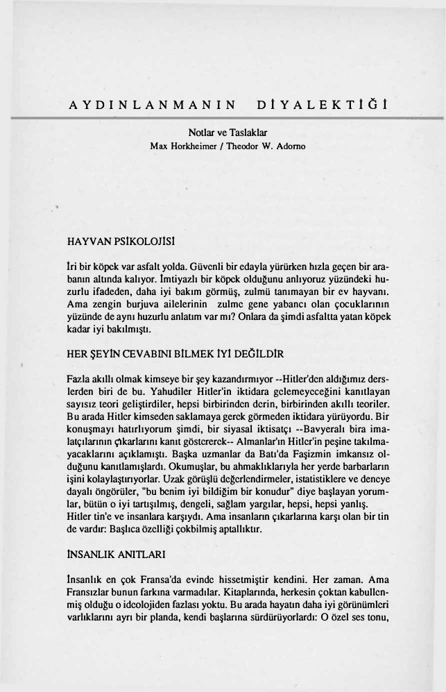Aydınlanmanın Diyalektiği PDF – Max Horkheimer, Theodor W. Adorno