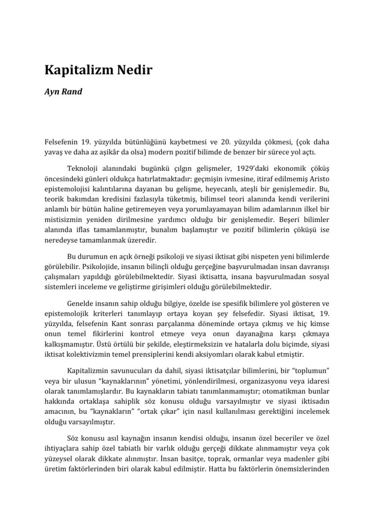 Ayn Rand Kapitalizm Nedir Kitap Kapağı