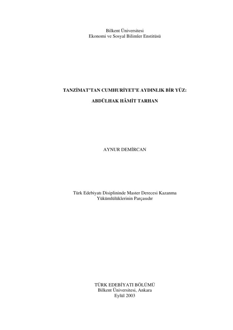 Tanzimat'tan Cumhuriyet'e Aydınlık Bir Yüz: Abdülhak Hamit Tarhan PDF - Aynur Demircan 11 Aynur Demircan Tanzimat'tan Cumhuriyet'e Aydınlık Bir Yüz; Abdülhak Hamit Tarhan Kitap Kapağı