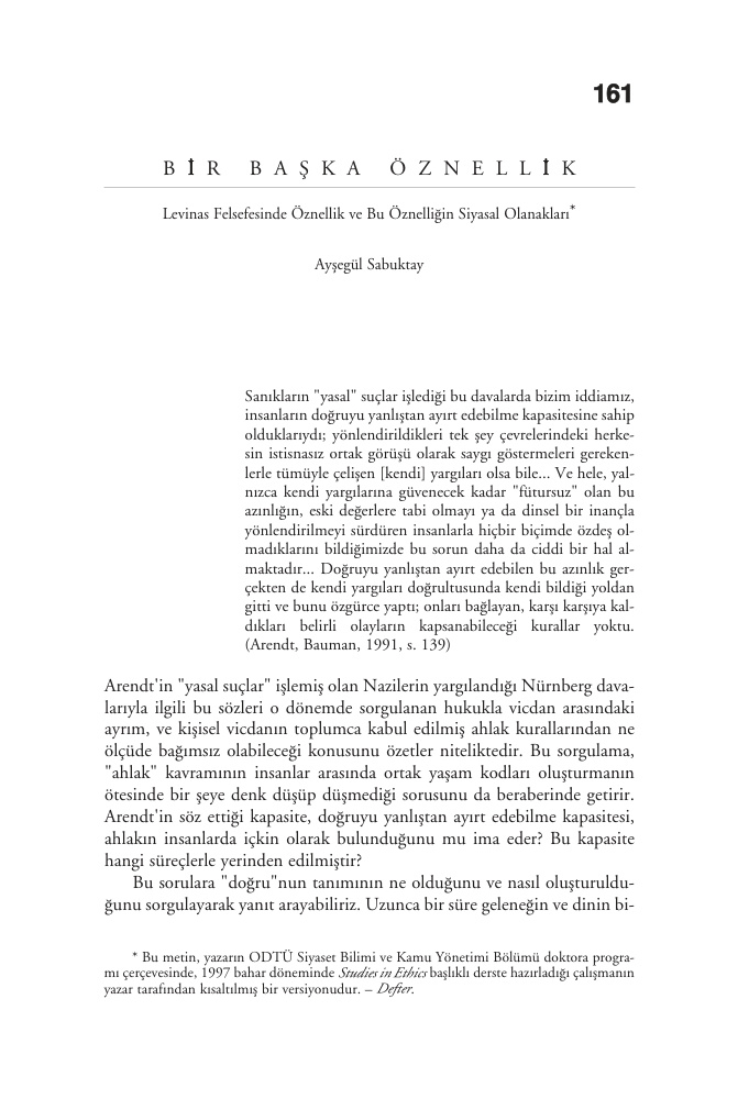 Bir Başka Öznellik PDF – Ayşegül Sabuktay