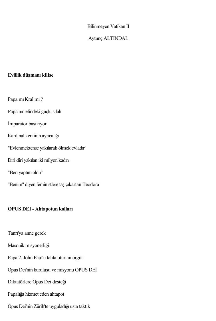 Bilinmeyen Vatikan 2 PDF – Aytunç Altındal