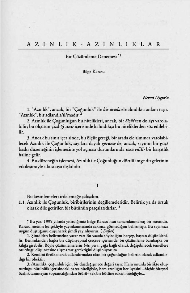 Azınlıklar PDF – Bilge Karasu