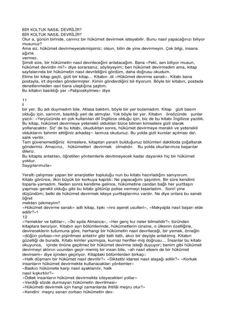Aziz Nesin Bir Koltuk Nasil Devrilir Kitap Kapağı