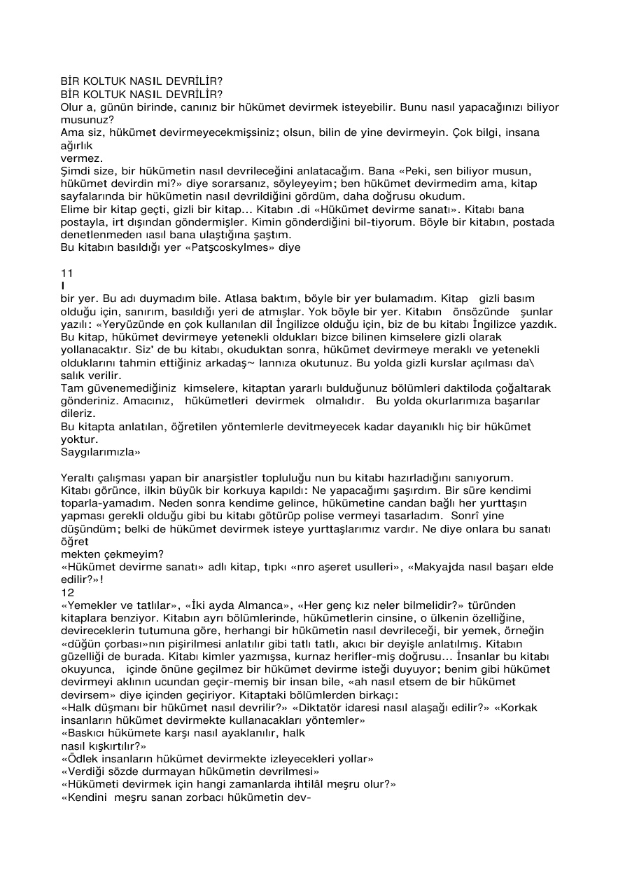 Bir Koltuk Nasıl Devrilir PDF – Aziz Nesin
