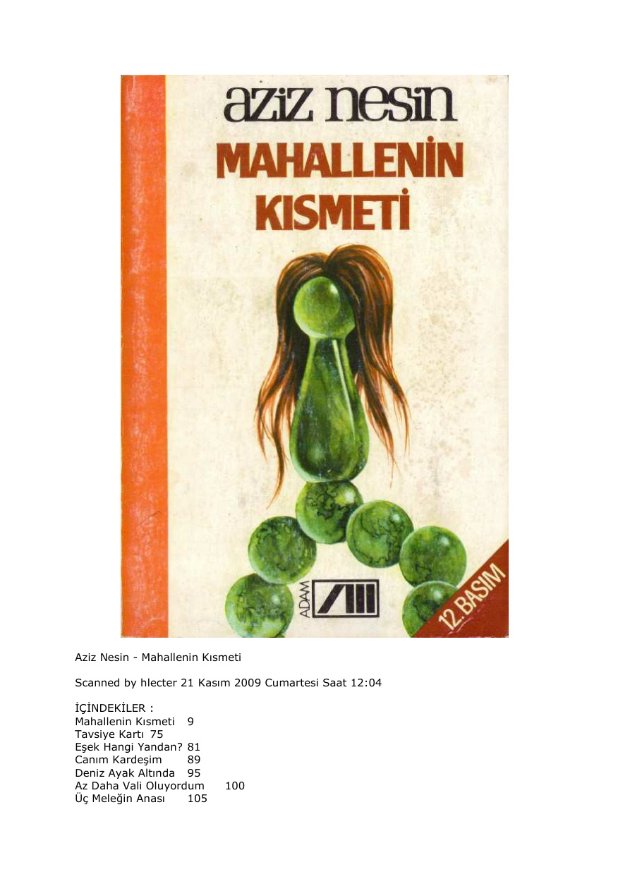 Mahallenin Kısmeti PDF – Aziz Nesin
