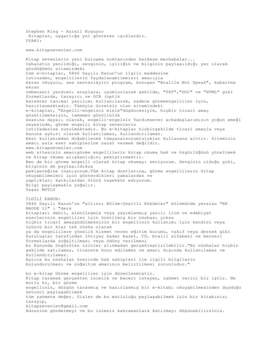 Azrail Koşuyor PDF – Stephen King (Richard Bachman)