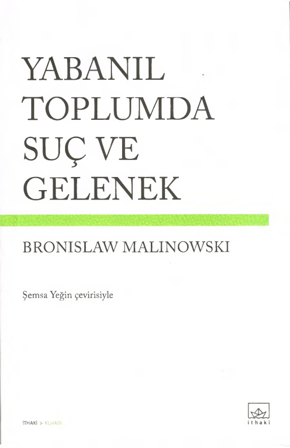 Yabanıl Toplumda Suç ve Gelenek PDF – Bronislaw Malinowski