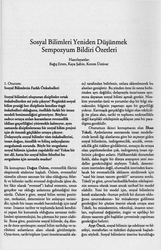 Sosyal Bilimleri Yeniden Düşünmek PDF – Bağış Erten, Kaya Şahin, Kerem Ünüvar